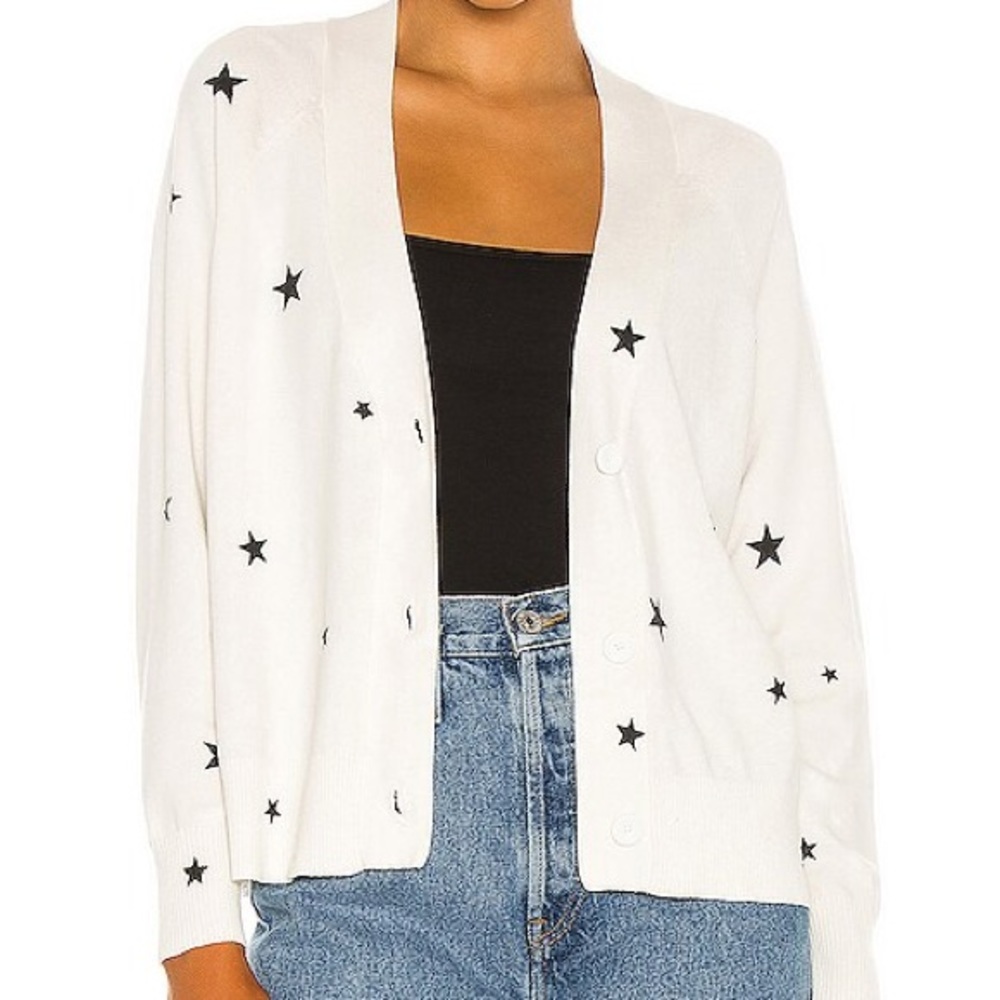 Central Park West Skye Cardigan in White Star Size M